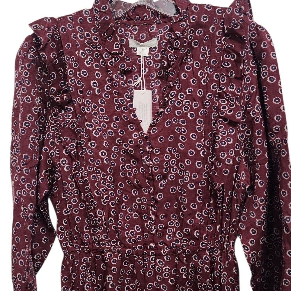 Outerknown Women's Floral Ruffle Trim Long Sleeve Maxi‎ Dress, Small